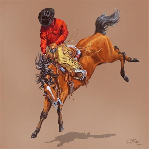 Cowboy On A Bucking Horse Painting by Randy Follis - Pixels