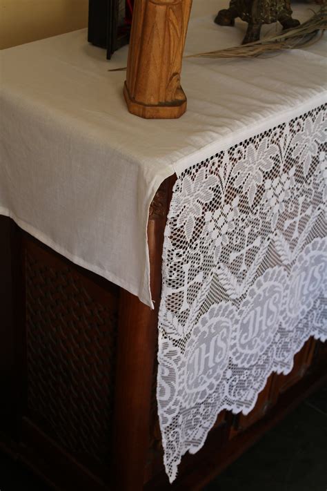 Home Altar Cloth Catholic White Liturgical Lace Crosses IHS - Etsy