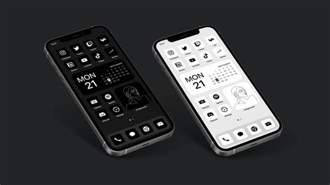 16 Minimal Black & White App Icons for iOS 17 (iPhone & iPad) | Gridfiti