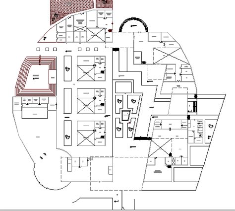 City cultural center architecture layout plan dwg file - Cadbull