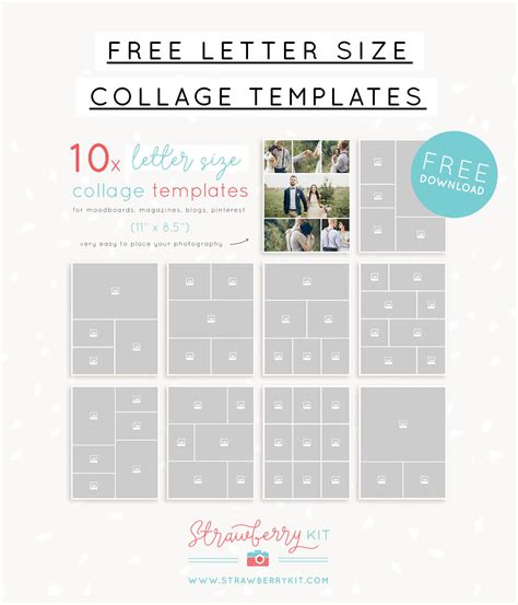 10 Free collage templates for Photoshop | Letter size 8.5″ x 11 ...