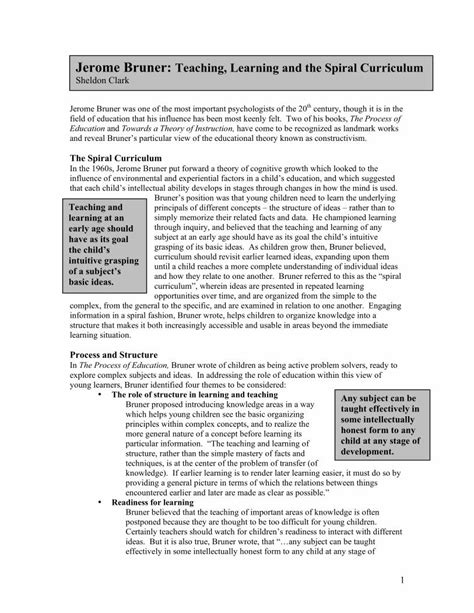 (PDF) Jerome Bruner: Teaching, Learning and the Spiral Curriculum ...