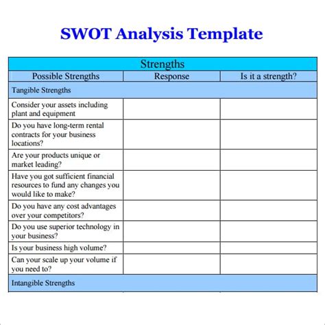 Swot Analysis Excel Template Free Swot Analysis Template | The Best ...