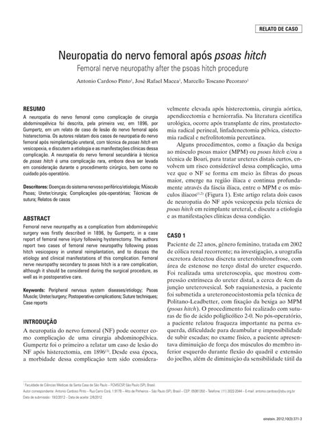 (PDF) Femoral nerve neuropathy after the psoas hitch procedure