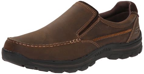 Skechers Mens Braver Rayland Leather Round Toe Slip On Shoes, Brown ...