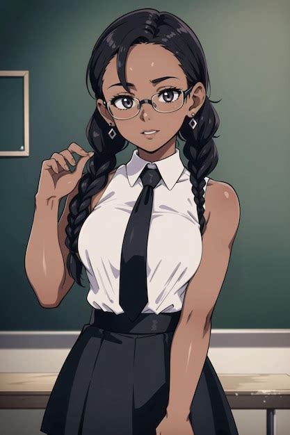 Premium AI Image | Anime girl in glasses wearing a tie