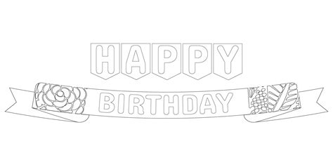 Happy Birthday Banners Outline - 10 Free PDF Printables | Printablee