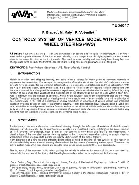 Four Wheel Steering System | PDF | Steering | Servomechanism