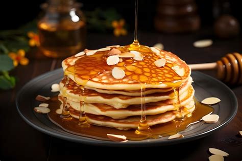 Premium AI Image | pancakes with syrup and syrup on a plate with syrup ...