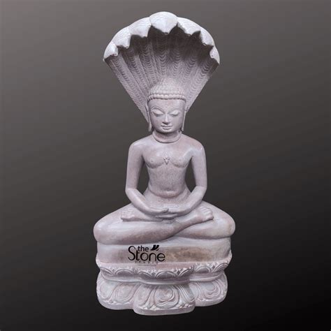 Naga Buddha Statue in Pink Stone 15": Buy Now - The Stone Studio