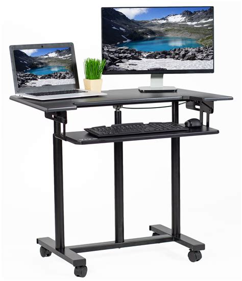 VIVO Mobile Height Adjustable Stand Up Desk Cart with Sliding Keyboard ...