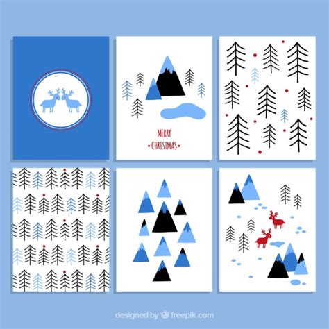 Free Vector | Blue christmas cards collection