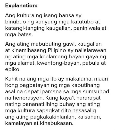 Pamprosesong Tanong 1 Para Sa Iyo Ano Ang Ibig Sabihin Ng Kultura 2