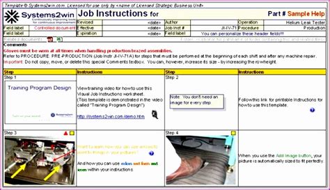 10 Standard Work Instructions Excel Template - Excel Templates