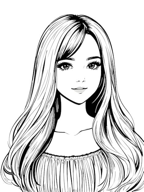 Premium Vector | A realistic hand drawn sketch of beautiful girl ...