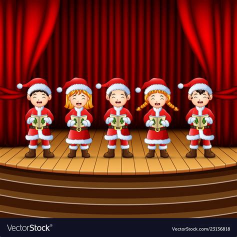 Group of children singing christmas carols Vector Image