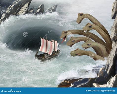 Greek Mythology - Scylla and Charybdis - Journey of Odysseus Stock ...