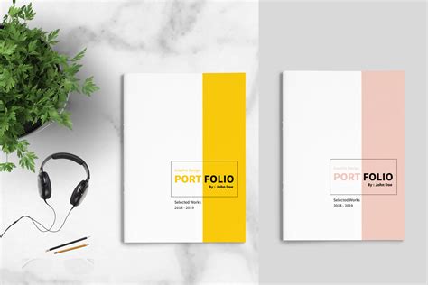 Graphic Design Portfolio Template on Yellow Images Creative Store