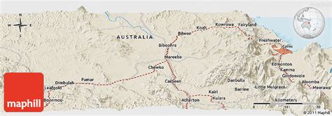 Shaded Relief Panoramic Map of Mareeba