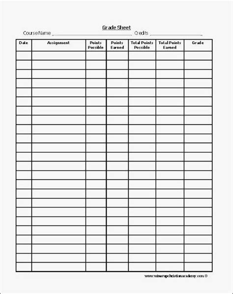 Free Printable Gradebook Sheets