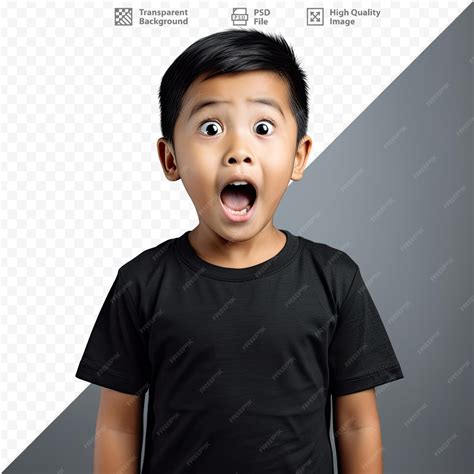 Premium PSD | A child with a surprised expression on his face.