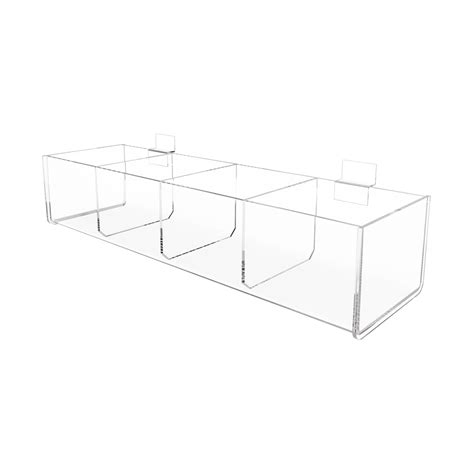 Slatwall 15.75"W Acrylic 4 Compartment Retail Product Storage Bin