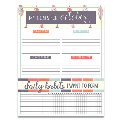 Goals-Worksheet-FREE-PRINTABLE-Oct-2017 - Six Clever Sisters