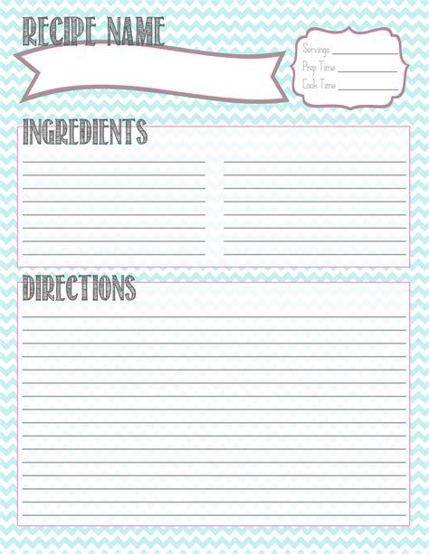 Printable Editable Recipe Card Template