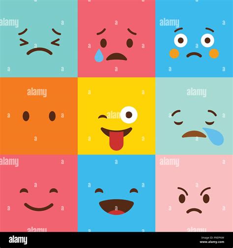 Colorful square emojis set vector Stock Vector Image & Art - Alamy