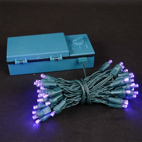 50 LED Battery Operated Christmas Lights Warm White on Green Wire ...