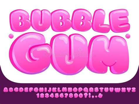 Bubble Gum Font Sweet Pink Chubby Letters Glossy Lollipop Candy