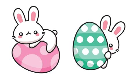 Cute Kawaii Rabbit Easter Egg Sticker Clipart 26998820 Vector Art at ...