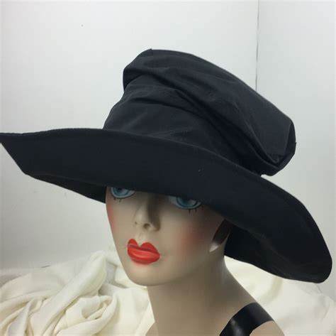 Rain Hat Black Soft Stylish Chic Designer Handmade Tall Short