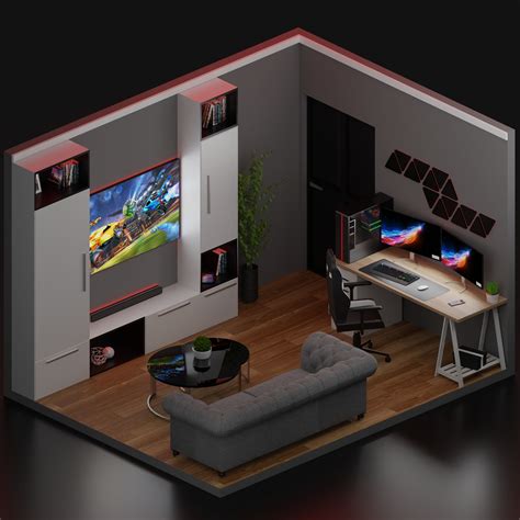 Realistick Low-Poly gaming room design 3D model | CGTrader