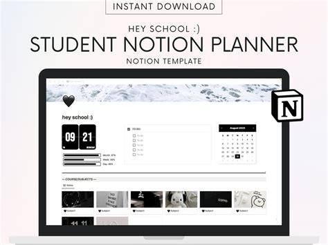 Notion Student Planner Notion Template Student Planner - Etsy