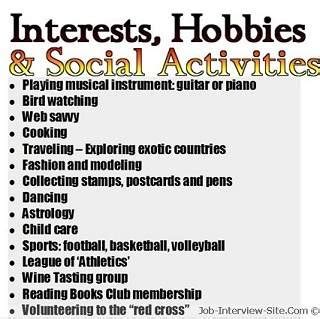 Resume Interests Examples: Resume Hobbies and Interests Examples and Tips