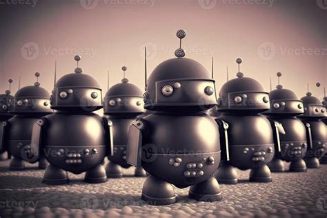 Robot crowd in rows. Robot army. Created with 21754159 Stock Photo at ...