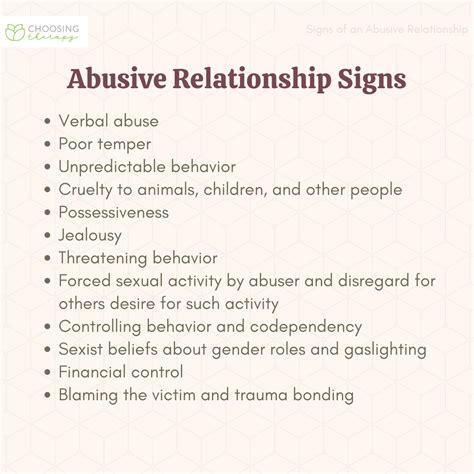 25 Signs Youre in an Abusive Relationship - Worksheets Library