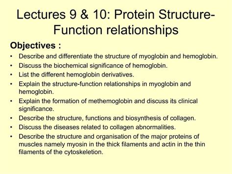 PPT - Lectures 9 10: Protein Structure-Function relationships ...