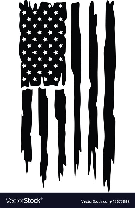 Tattered American Flag Drawing Black And White