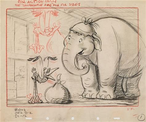 A storyboard drawing of Mrs. Jumbo from Dumbo by Walt Disney Studios on ...