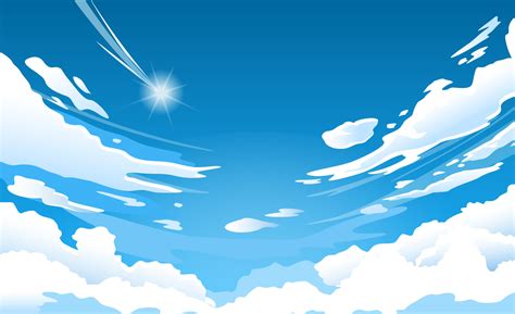 Anime sky. Cloud in blue heaven in sunny summer day, cloudy beautiful ...