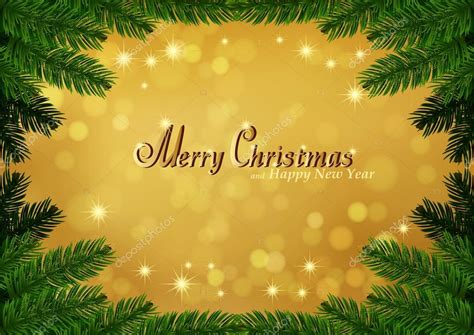 Christmas fir frame gold background Stock Vector Image by ©AnnaGarmatiy ...