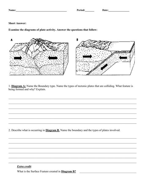 Plate Boundaries Diagram Worksheet