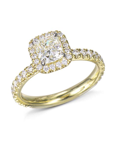 Yellow Gold Diamond Halo Engagement Ring - Turgeon Raine