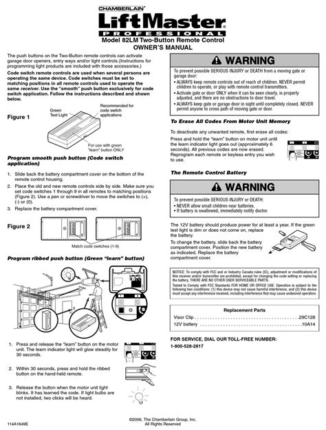 CHAMBERLAIN LIFTMASTER PROFESSIONAL 82LM OWNER'S MANUAL Pdf Download ...