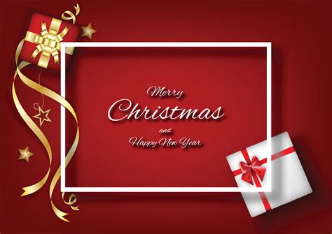 Red Christmas background with frame decoration 29263655 Vector Art at ...