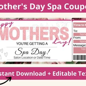 Mothers Day Spa Gift. Spa Day Certificate. Spa Certificate. Spa Day ...