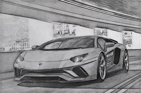 Lamborghini Drawing: 2017 Lamborghini Aventador S | Cool car drawings ...