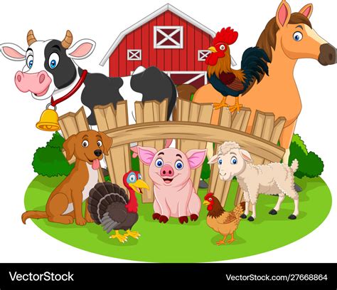 Collection farm animals cartoon Royalty Free Vector Image